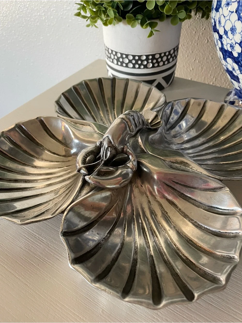Vintage Bruce Fox Wilton Lobster Shell 4 Section Tray